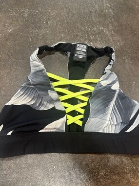 PINK Victoria's Secret Black & Neon Green Sports Bralette